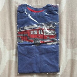 Hanna Andersson Kids Fire Truck Graphic T-Shirt - Blue size 5 kids